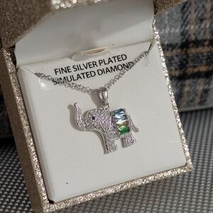 Silver Plated Elephant Pendant Necklace